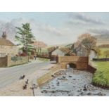 J M SPENCER (TWENTIETH CENTURY) OIL ON CANVAS ‘Downham, Nr. Clitheroe’ Signed, titled to label verso