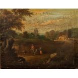 BRITISH SCHOOL (Early 19th Century) OIL PAINTING ON ORIGINAL CANVAS Rural landscape with a