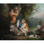 UNATTRIBUTED (NINETEENTH CENTURY) OIL PAINTING Gypsies around a camp fire with figures and donkey in