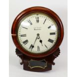 EDWARD SCALES, MANCHESTER, NINETEENTH CENTURY MAHOGANY DROP DIAL WALL CLOCK, of typical form with