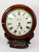 EDWARD SCALES, MANCHESTER, NINETEENTH CENTURY MAHOGANY DROP DIAL WALL CLOCK, of typical form with