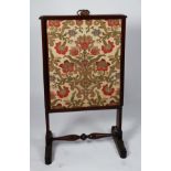 UNUSUAL WILLIAM IV CARVED MAHOGANY FIRE SCREEN, comprising of three sliding and removable panels,