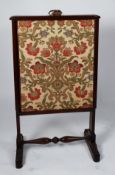 UNUSUAL WILLIAM IV CARVED MAHOGANY FIRE SCREEN, comprising of three sliding and removable panels,