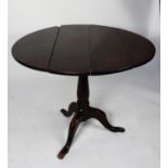 ANTIQUE OAK TRIPOD DROP LEAF, BIRD CAGE AND TILT-TOP OCCASIONAL TABLE, the circular top above a