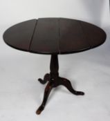 ANTIQUE OAK TRIPOD DROP LEAF, BIRD CAGE AND TILT-TOP OCCASIONAL TABLE, the circular top above a
