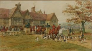 GEORGE GOODWIN KILBURNE R I., RBA (1839-1924) WATERCOLOUR A hunt thronged with figures and hounds