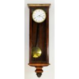 NINETEENTH CENTURY LINE INLAID ROSEWOOD CASED VIENNA WALL CLOCK, the 7” enamelled Roman dial, with