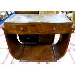 EPSTEIN ART DECO BURR WALNUT BUFFET, the shaped oblong top with glass protector, set above a pair of