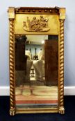 NINETEENTH CENTURY MOULDED GILT GESSO PIER MIRROR, the oblong plate flanked by barley twist