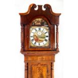 EARLY NINETEENTH CENTURY FIGURED MAHOGANY CASED LONGCASE CLOCK SIGNED FOSTER, MANCHESTER, the 14”