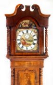 EARLY NINETEENTH CENTURY FIGURED MAHOGANY CASED LONGCASE CLOCK SIGNED FOSTER, MANCHESTER, the 14”