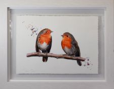 SARAH STOKES (MODERN) WATERCOLOUR ‘Two’s Company II’ Signed, titled to gallery label verso 16 ¾” x