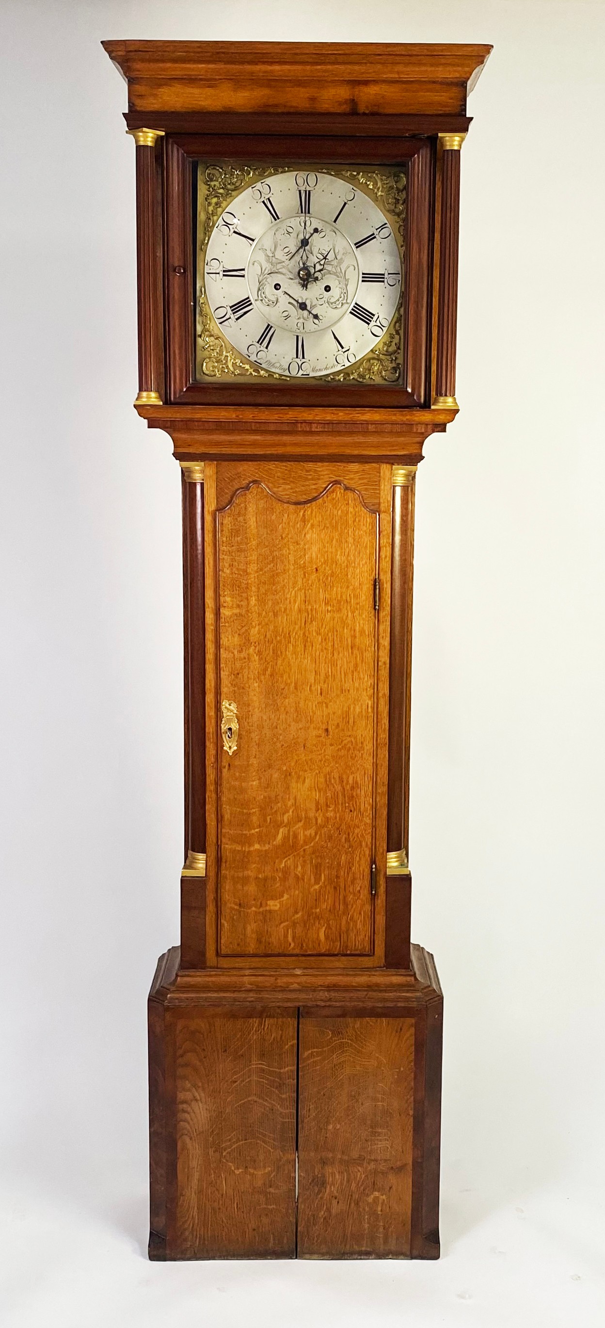 EIGHTEENTH CENTURY LIGHT OAK AND MAHOGANY LONGCASE CLOCK, SIGNED S WHALLEY, MANCHESTER, the 13” - Image 2 of 2