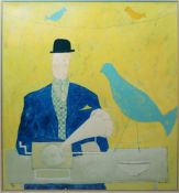 ANNOR SPENCE (1963) ARTIST SIGNED LIMITED EDITION LITHOGRAPH IN COLOURS Musical Bird, man in