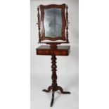 NINETEENTH CENTURY CONTINENTAL FLORAL MARQUETRY INLAID WALNUT ADJUSTABLE TOILET STAND, the oblong