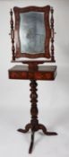 NINETEENTH CENTURY CONTINENTAL FLORAL MARQUETRY INLAID WALNUT ADJUSTABLE TOILET STAND, the oblong