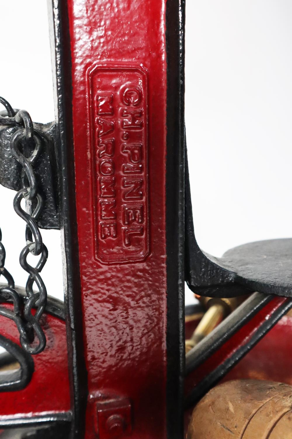 ‘CHARLES PINEL, FONDERIE DE MAROMME’ FRENCH VINTAGE MAROON AND BLACK PAINTED HAND OPERATED CAST IRON - Image 4 of 4