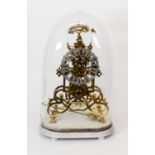 H BUTTERWORTH, TOWN HALL BUILDING’S, ROCHDALE POLISHED BRASS SKELETON CLOCK, thw 6 ½” silvered and