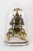 H BUTTERWORTH, TOWN HALL BUILDING’S, ROCHDALE POLISHED BRASS SKELETON CLOCK, thw 6 ½” silvered and