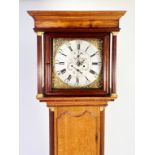 EIGHTEENTH CENTURY LIGHT OAK AND MAHOGANY LONGCASE CLOCK, SIGNED S WHALLEY, MANCHESTER, the 13”