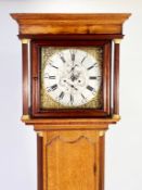 EIGHTEENTH CENTURY LIGHT OAK AND MAHOGANY LONGCASE CLOCK, SIGNED S WHALLEY, MANCHESTER, the 13”