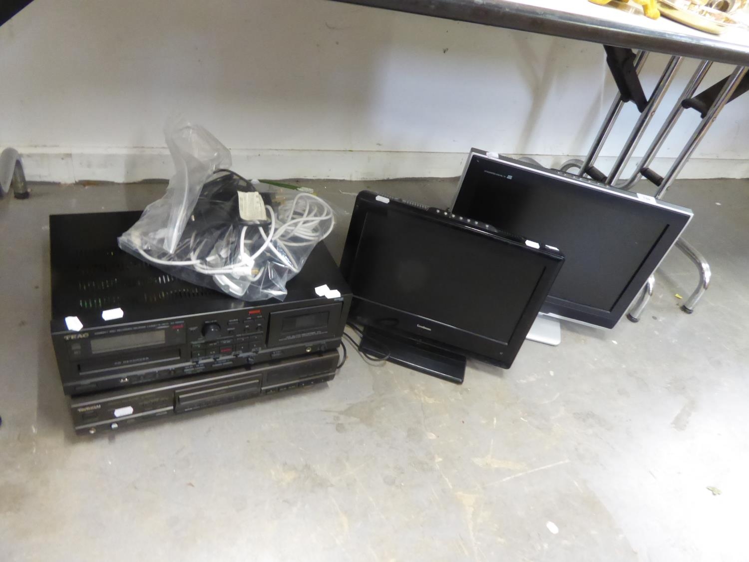 GOODMANS 15" TV PLUS A TOSHIBA DIGITAL TV 19" WITH REMOTES, TOGETHER WITH A TECHNICS CD PLAYER AND