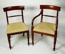 REGENCY MAHOGANY TWIN PILLAR DINING TABLE AND SET OF EIGHT MAHOGANY DINING CHAIRS (6+2), the TABLE