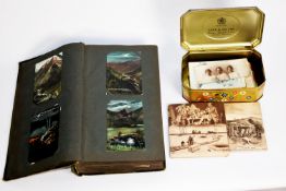 EARLY 20th CENTURY POSTCARD ALBUM CONTAINING A SELECTION OF CONTEMPORARY POSTCARDS with