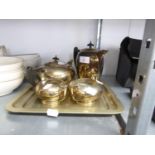 1930's FOUR PIECE EPNS TEA SET, PLUS METAL TRAY ETC...