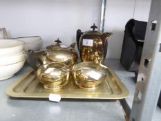 1930's FOUR PIECE EPNS TEA SET, PLUS METAL TRAY ETC...