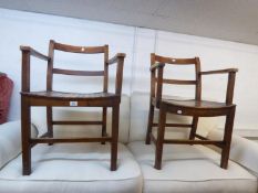 PAIR OF GEORGE V SLATTED SEAT KITCHEN CHAIRS (2)