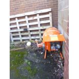 AN ELECTRIC CEMENT MIXER 'BELLE' MINI 150, WITH STAND