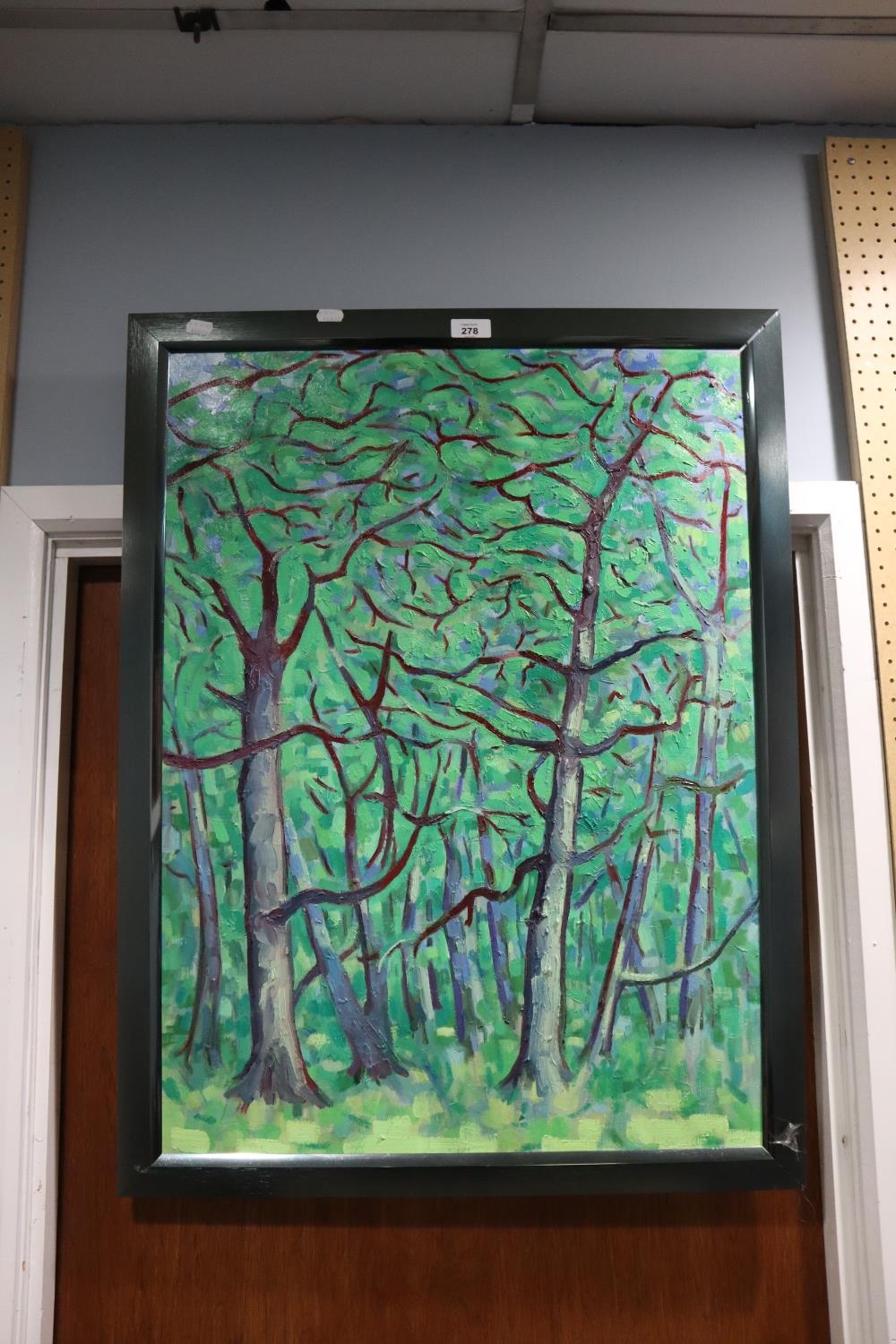 JIM FOORD (TWENTIETH/TWENTY FIRST CENTURY) OIL ON CARD 'TREE AT LESTAUBIERE' SIGNED AND TITLED TO