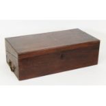 EARLY NINETEENTH CENTURY MAHOGANY PORTABLE WRITING SLOPE, of typical form with pin-lock side drawer,