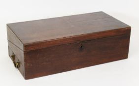 EARLY NINETEENTH CENTURY MAHOGANY PORTABLE WRITING SLOPE, of typical form with pin-lock side drawer,