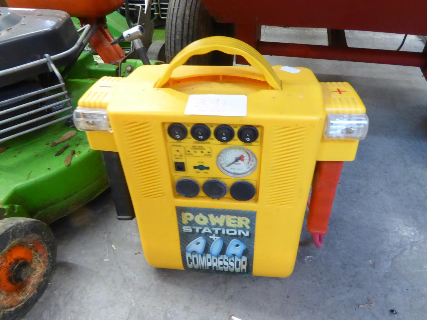 A POWER STATION PLUS AIR COMPRESSOR, WITH BATTERY CLIPS
