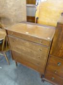 A WILLIAM LAWRENCE MID TWENTIETH CENTURY CHEST OF FIVE DRAWERS (LACKS HANDLES) (A.F.)