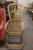 A STYLISH VINTAGE BAMBOO ROCKING CHAIR 1970's