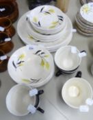 SWINNETONS POTTERY NESTON VELLUM DINNER AND TEA SERVICE, VIZ 5 BOWLS, 6 SIDE PLATES, 6 DINNER