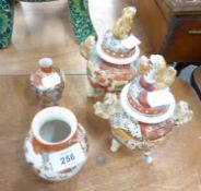 PAIR OF SMALL SATSUMA POTTERY EXPORT COROTS PLUS OTHER SMALL ITEMS OF KUTANI WARES (4)