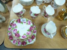 ROYAL ALBERT BONE CHINA 'OLD ENGLISH ROSE' PATTERN TEA SERVICE FOR 6 PERSONS, 21 PIECES, VIZ CUPS,