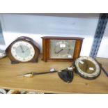 SCHATZ 'ELEXACTA' battery operated WALL HANGING CLOCK, also TWO POST-WAR MANTEL CLOCKS (3)