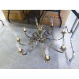 EIGHT BRANCH PATINATED METAL CHANDELIER