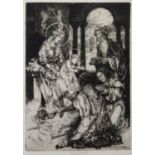 MAY LOUISE GREVILLE COOKSEY (1878-1943) ARTIST SIGNED ETCHING Religious scene with figures bearing