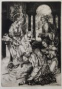 MAY LOUISE GREVILLE COOKSEY (1878-1943) ARTIST SIGNED ETCHING Religious scene with figures bearing