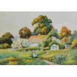 F H TYNDALE (Early Twentieth Century) PAIR OF WATERCOLOURS Idyllic rural scenes with cottages Each