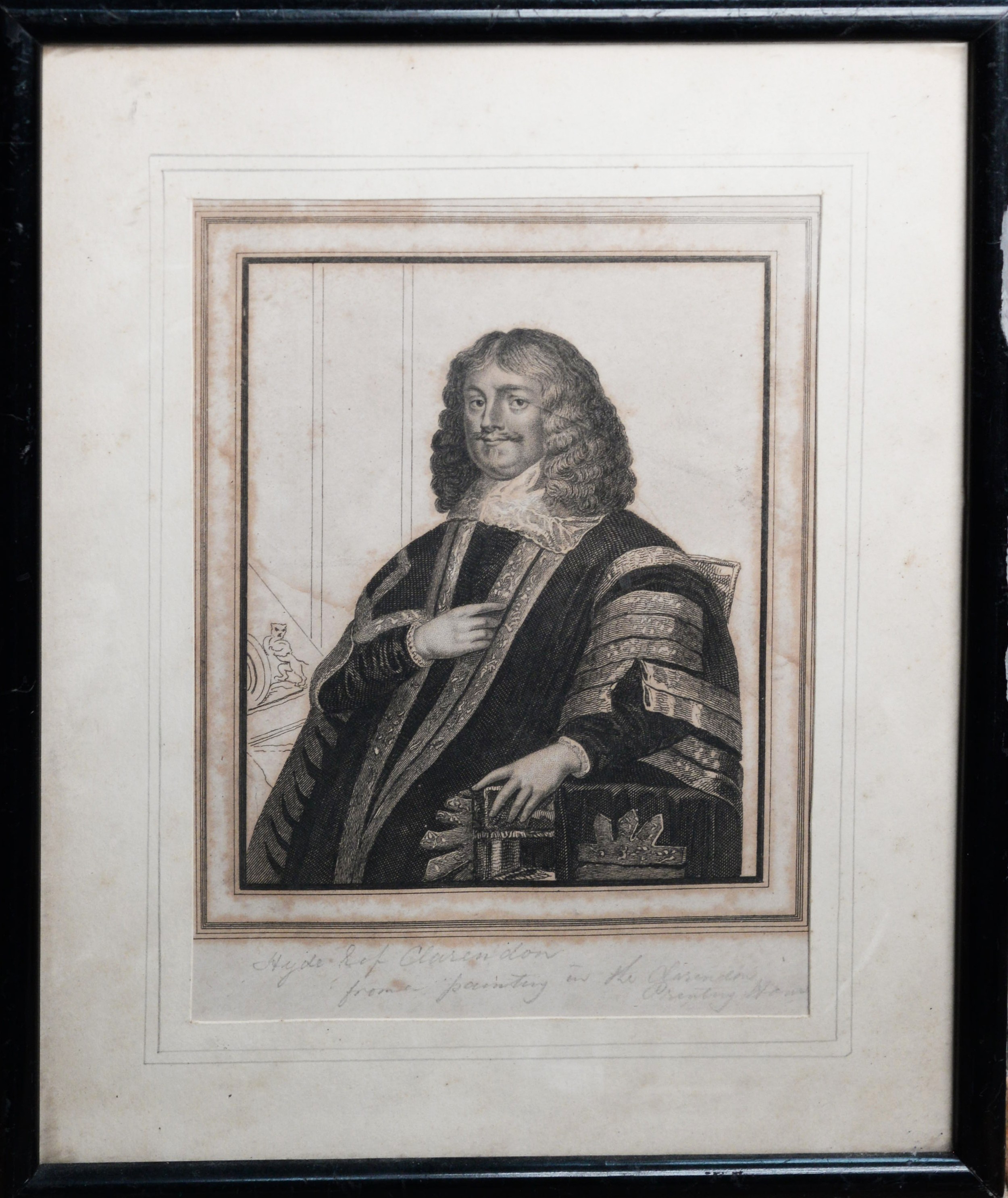 AFTER THE SEVENTEENTH CENTURY ORIGINAL PAINTING STIPPLE ENGRAVING ‘Hyde, Earl of Clarendon, from the - Image 2 of 2