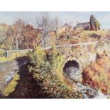 JAMES McINTOSH PATRICK OBE., RSA (1907-1998) ARTIST SIGNED LIMITED EDITION COLOUR PRINT 'Bridge