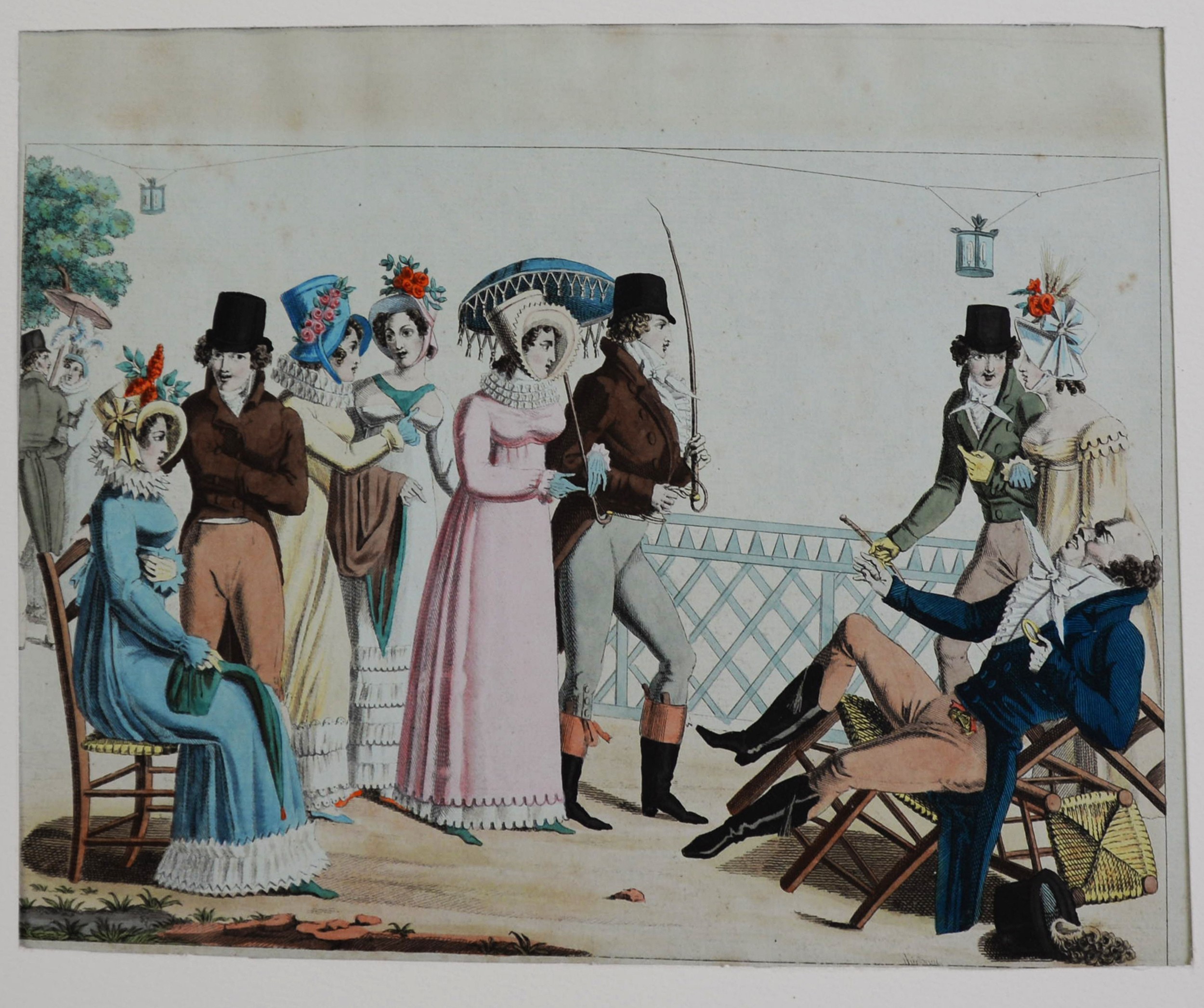 PAIR OF EARLY NINETEENTH CENTURY FRENCH HAND COLOURED FASHION PRINTS 8” X 11 ¼” (20.3cm x 28.