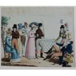 PAIR OF EARLY NINETEENTH CENTURY FRENCH HAND COLOURED FASHION PRINTS 8” X 11 ¼” (20.3cm x 28.